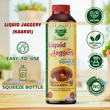 Danodia Foods LIQUID JAGGERY SYRUP (700g/1.54 lb) | Natural Sweetener from Sugarcane | No Preservatives | Rich in Minerals | Alternative to Refined Sugar