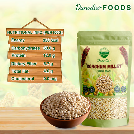Organic White Sorghum Millet (Jowar/Jawar), Whole Grain 950g