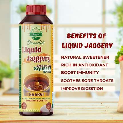 Danodia Foods LIQUID JAGGERY SYRUP (700g/1.54 lb) | Natural Sweetener from Sugarcane | No Preservatives | Rich in Minerals | Alternative to Refined Sugar