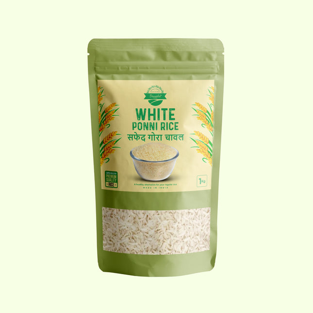 Organic White Ponni Rice, Gluten Free Low GI Traditional Rice 1kg