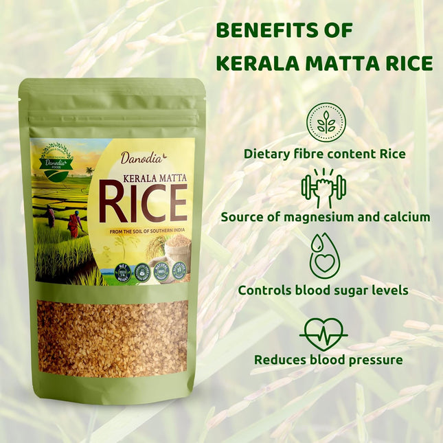 Organic Kerala Matta Brown Rice 2lbs / 950g, Parboiled Low GI Traditional Rice