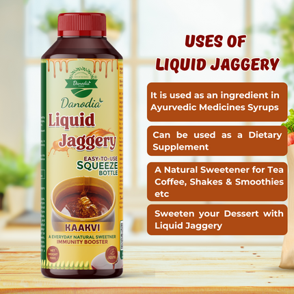 Danodia Foods LIQUID JAGGERY SYRUP (700g/1.54 lb) | Natural Sweetener from Sugarcane | No Preservatives | Rich in Minerals | Alternative to Refined Sugar
