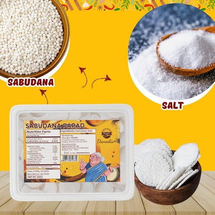 Danodia Foods Indian Papad, Crispy Lentil Crackers - 250g ( Sabudana Papad )