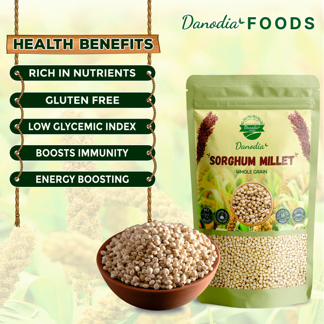 Organic White Sorghum Millet (Jowar/Jawar), Whole Grain 950g