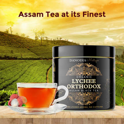 Organic Lychee Orthodox Assam Black Tea 100g/3.5oz, Lychee Flavour Black Tea