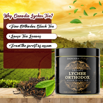 Organic Lychee Orthodox Assam Black Tea 100g/3.5oz, Lychee Flavour Black Tea