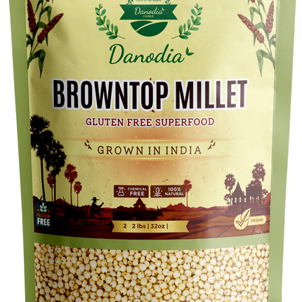 Danodia Foods Browntop Millet (2lbs | 950g | 33oz), Unpolished, Natural & Gluten-Free Whole Grain Superfood, Plant-Based, Grown in India
