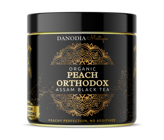 Organic Peach Orthodox Assam Black Tea, Peach Flavoured 100g