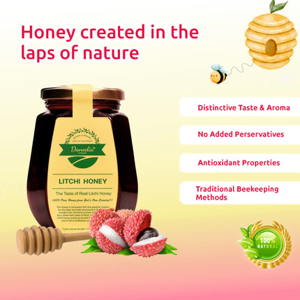 Organic Litchi Honey, Pure & Unprocessed but Purified Honey